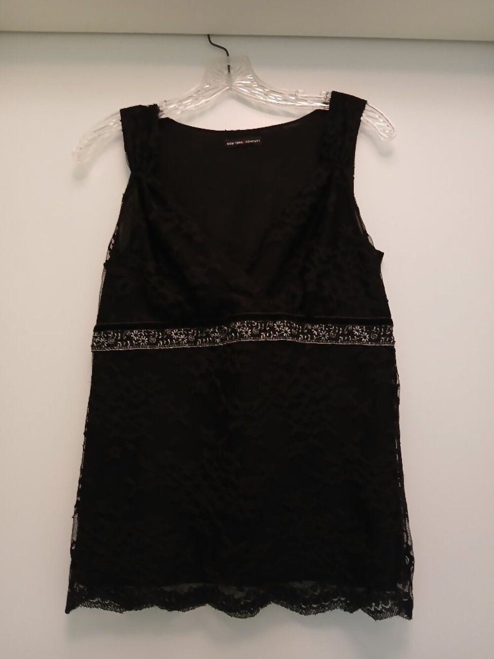 Vintage Y2K New York & Co. Black Lace Babydoll Top Sz M